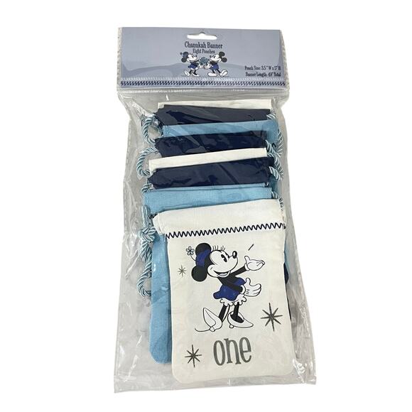 Disney Parks Chanukah 49" Banner Eight Pouches Mickey Minnie Hanukkah NEW! - Picture 1 of 4